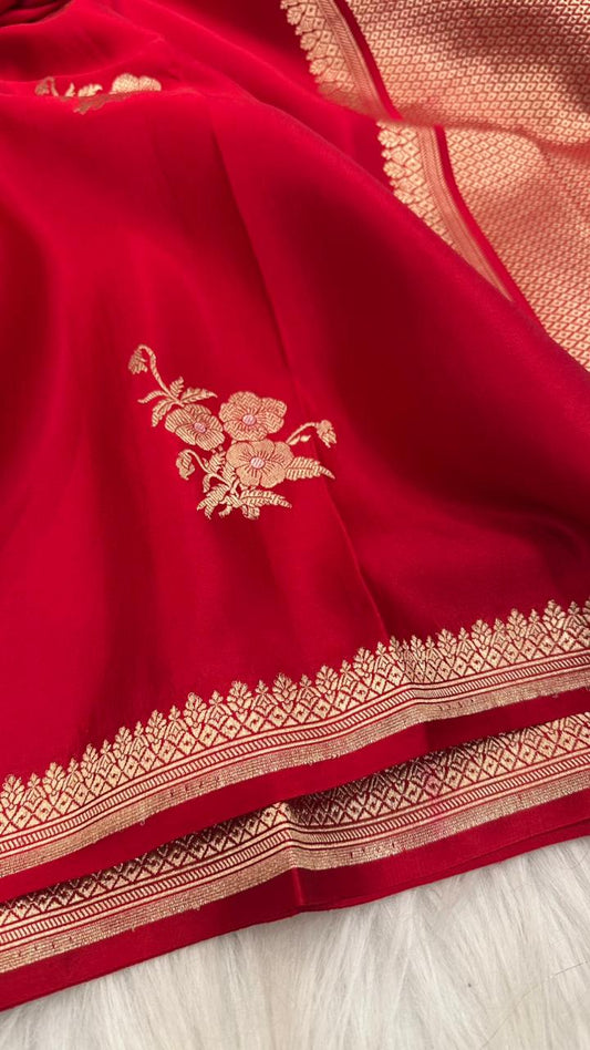 Pure Mashru Silk Small Zari Border Boota Saree