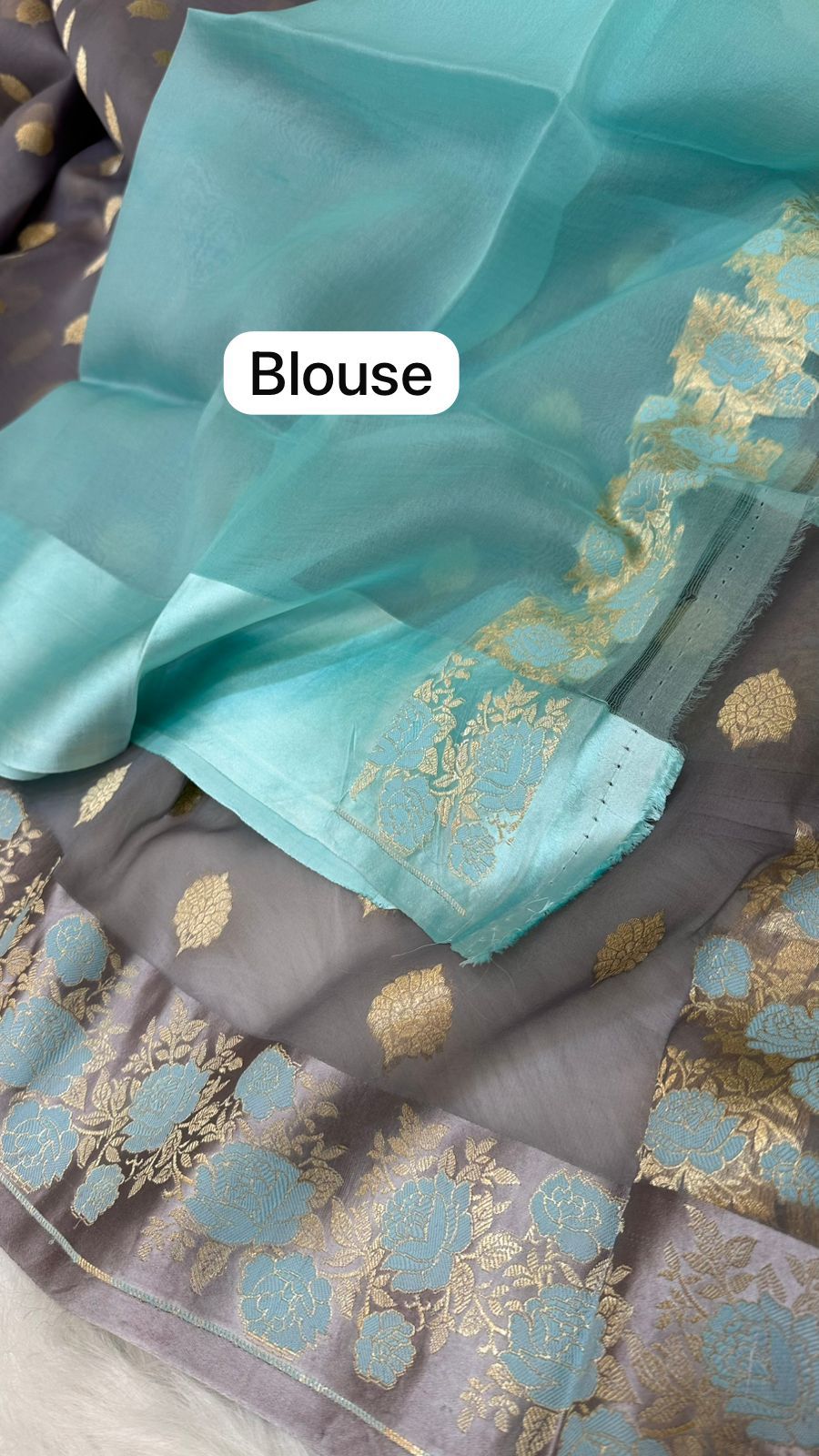 Handloom Pure Banarasi Organza Silk Mashru mina border saree