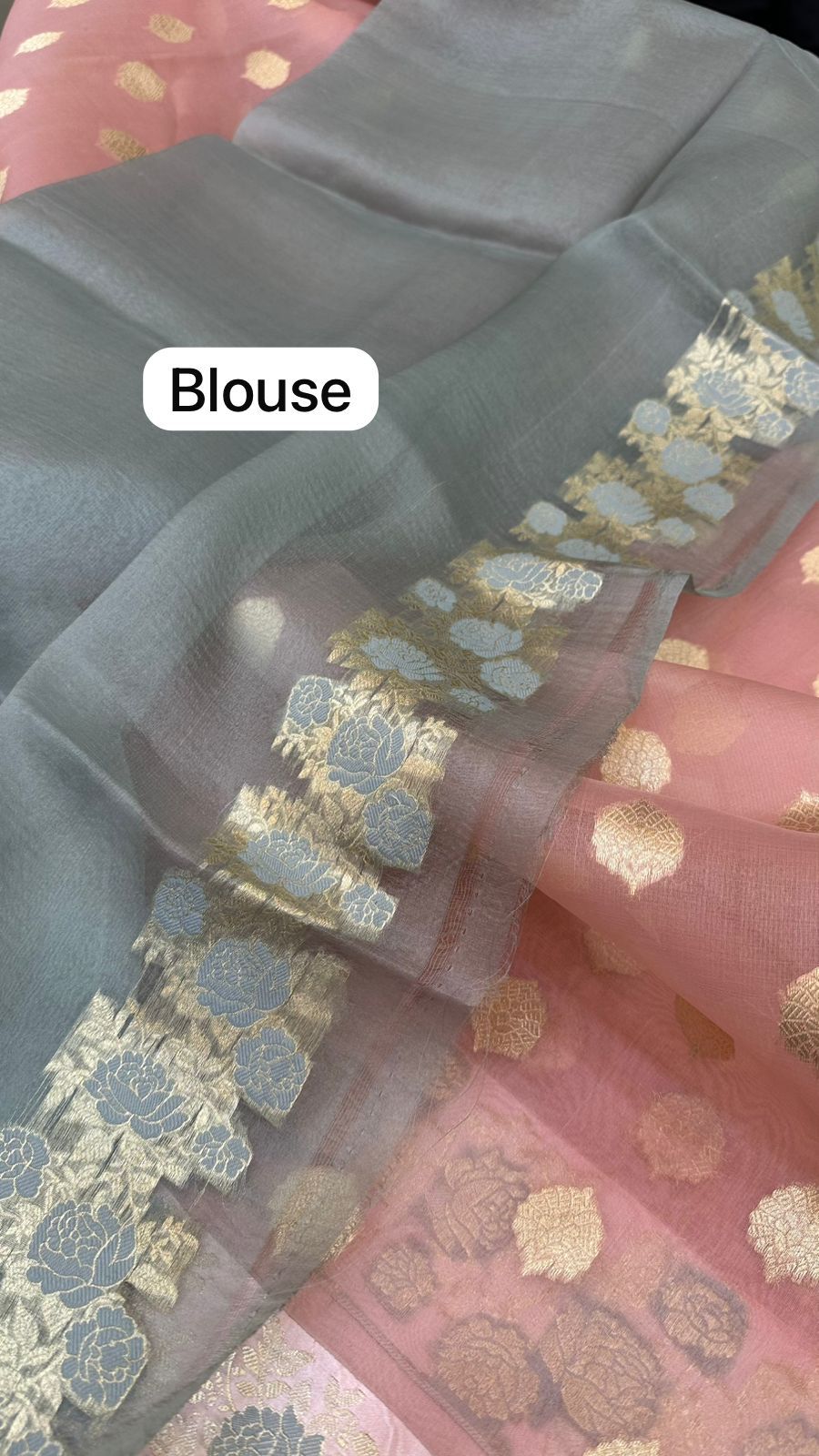 Handloom Pure Banarasi Organza Silk Mashru mina border saree