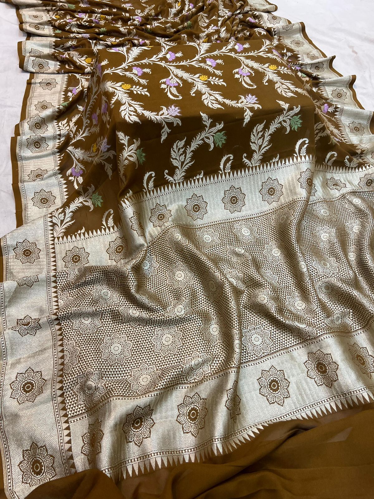 Handloom Pure Khaddi Georgette Minakari Saree