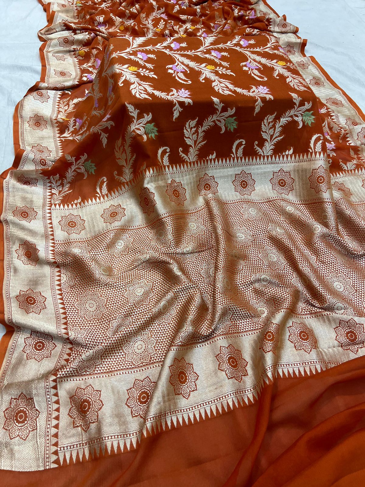 Handloom Pure Khaddi Georgette Minakari Saree