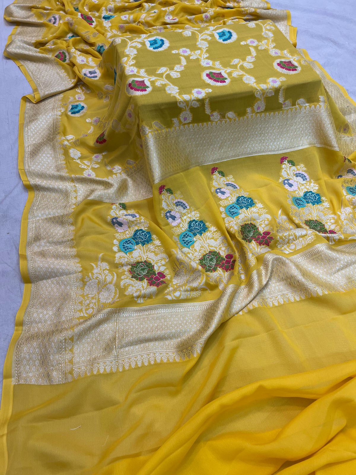 Handloom Pure Khaddi Georgette Minakari Saree