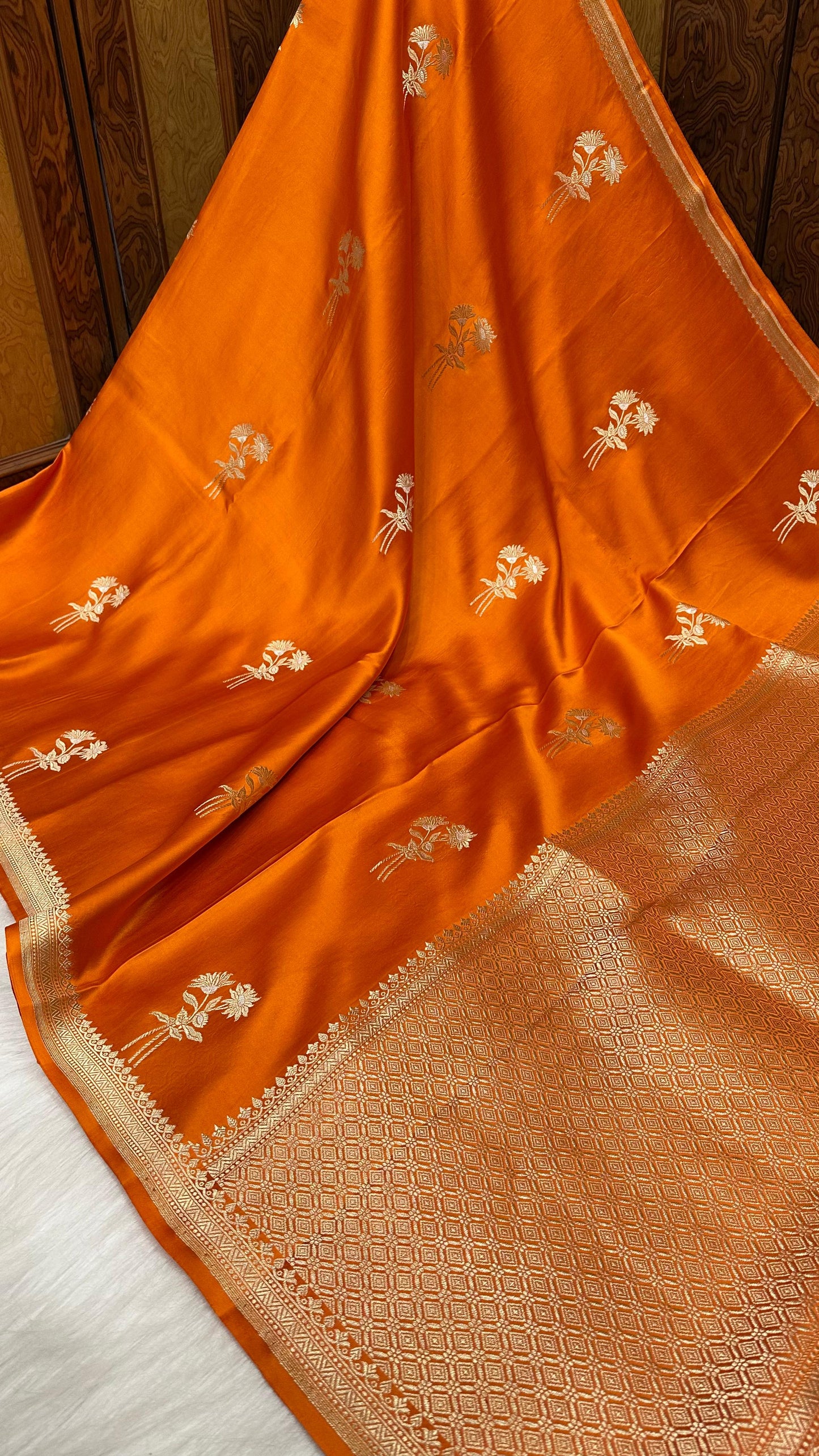 Musterd Gold pure silk handloom banarasi mashru saree