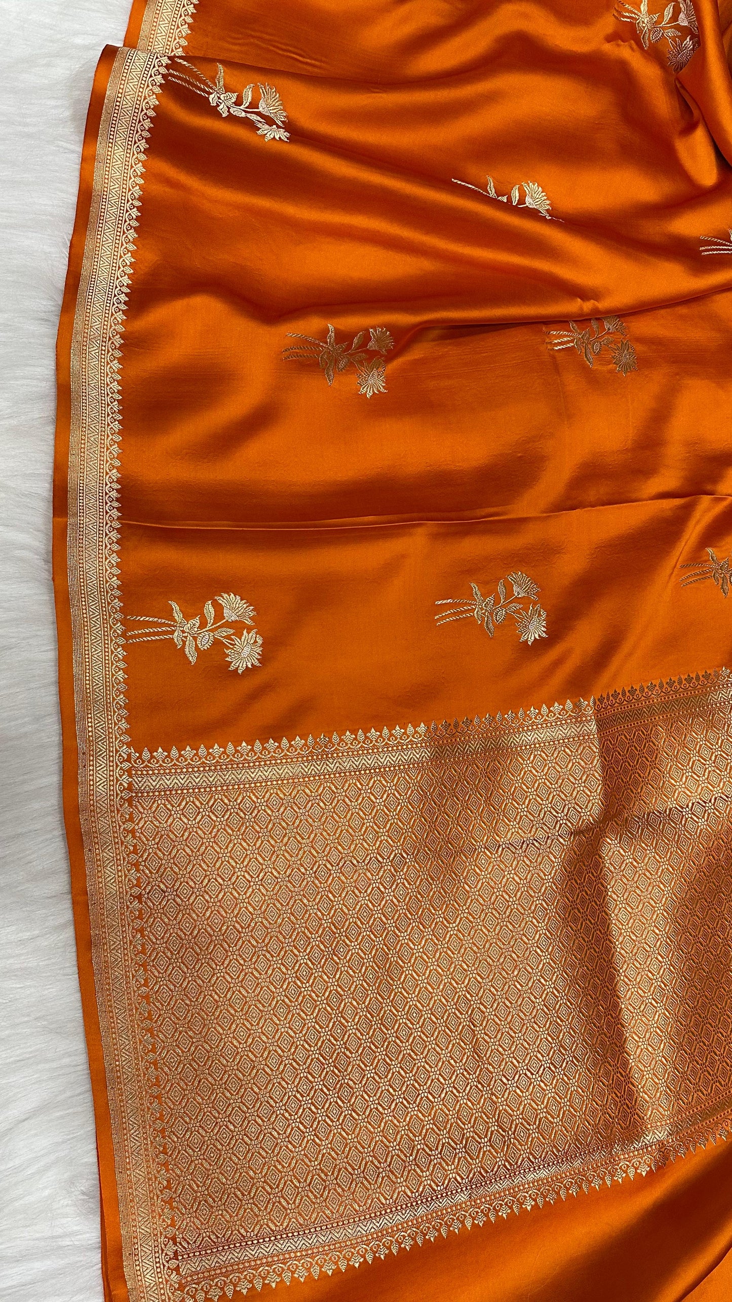 Musterd Gold pure silk handloom banarasi mashru saree