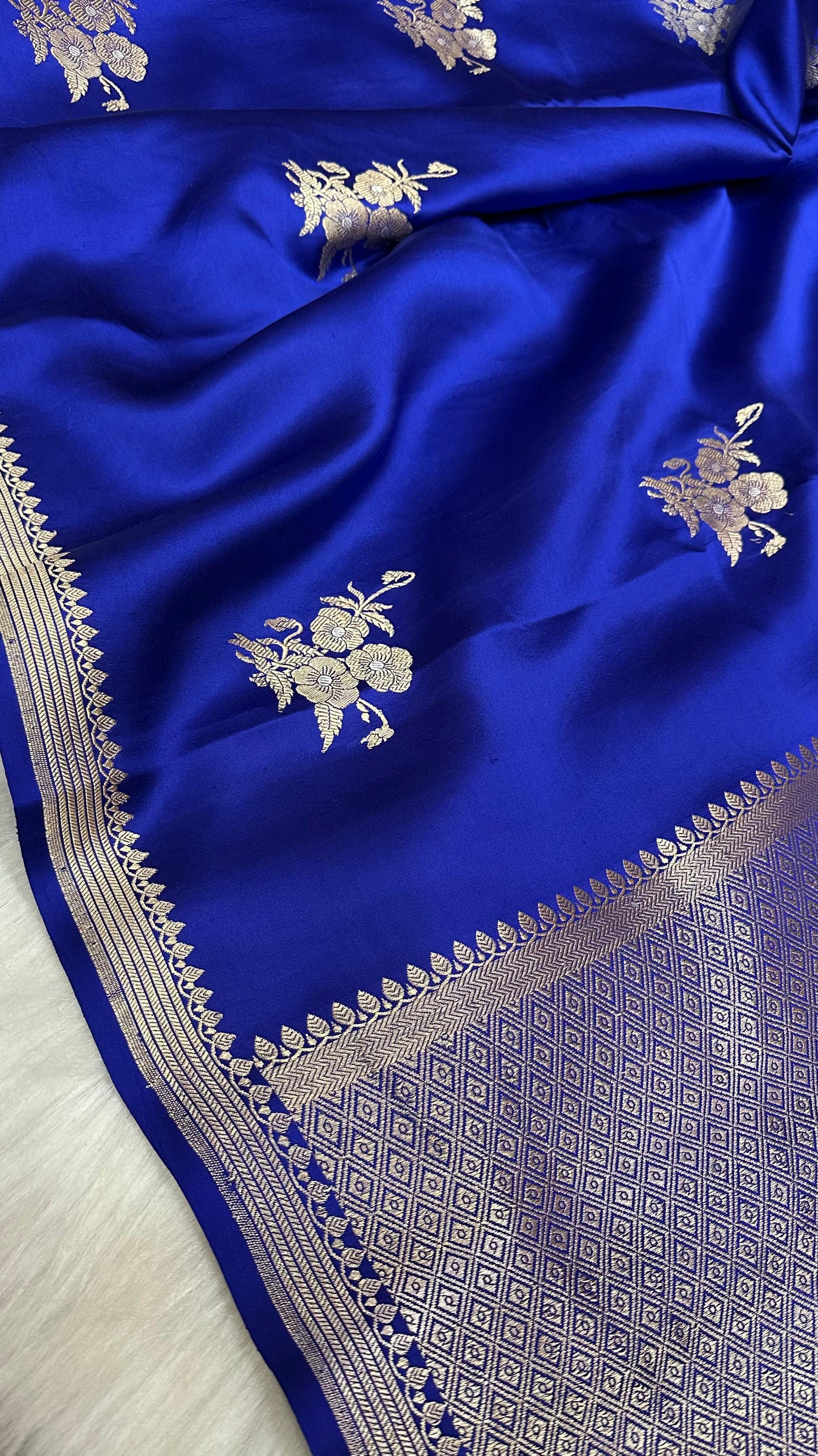 Germon Blue pure silk handloom banarasi mashru saree