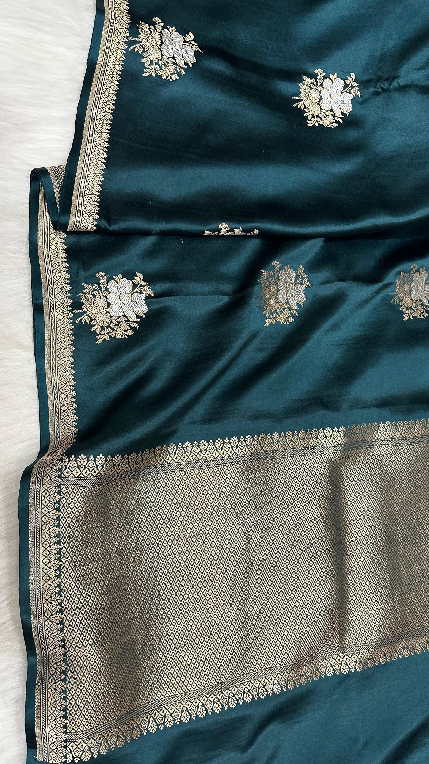 Garnet Blue pure silk handloom banarasi mashru saree