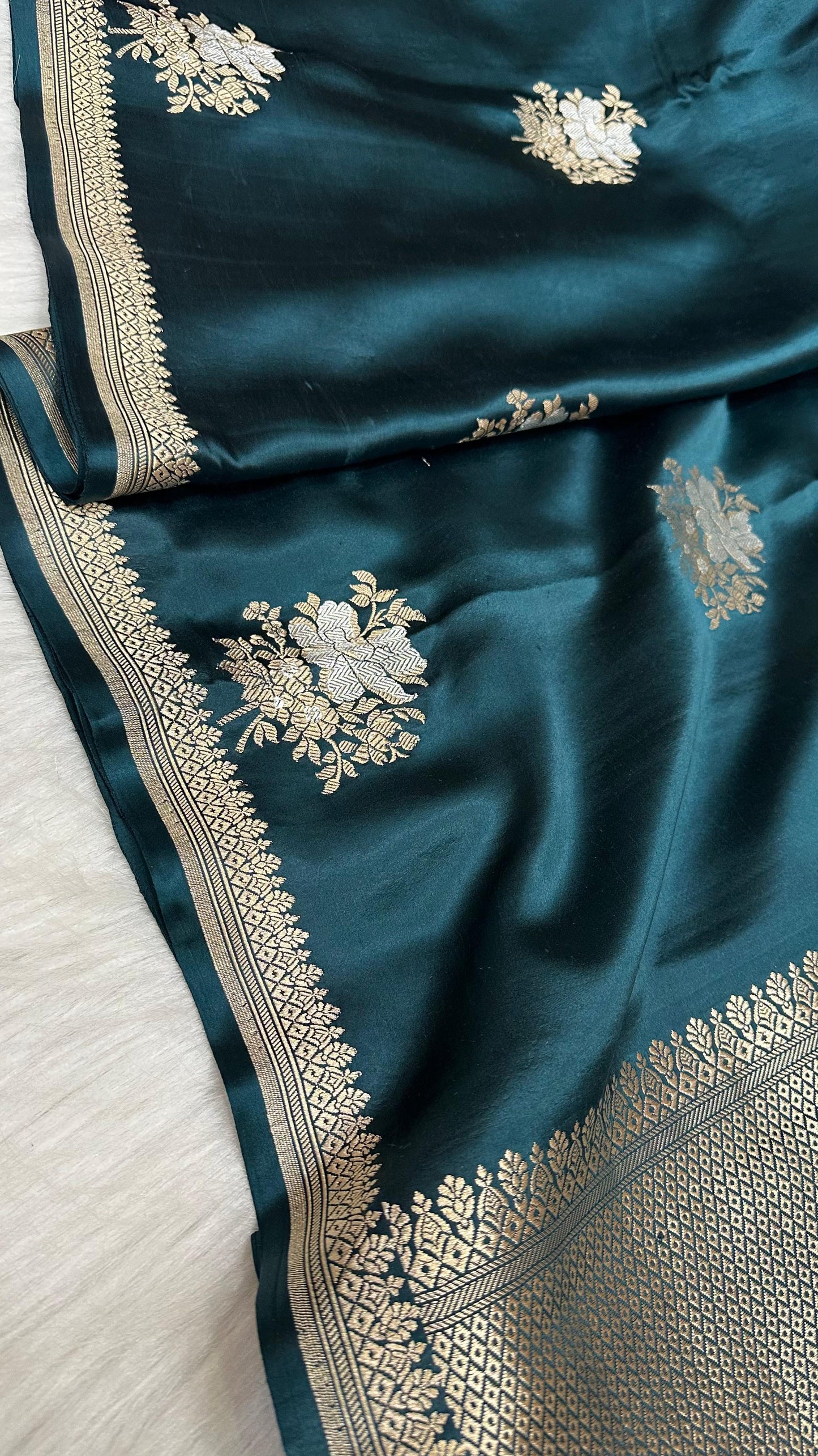 Garnet Blue pure silk handloom banarasi mashru saree