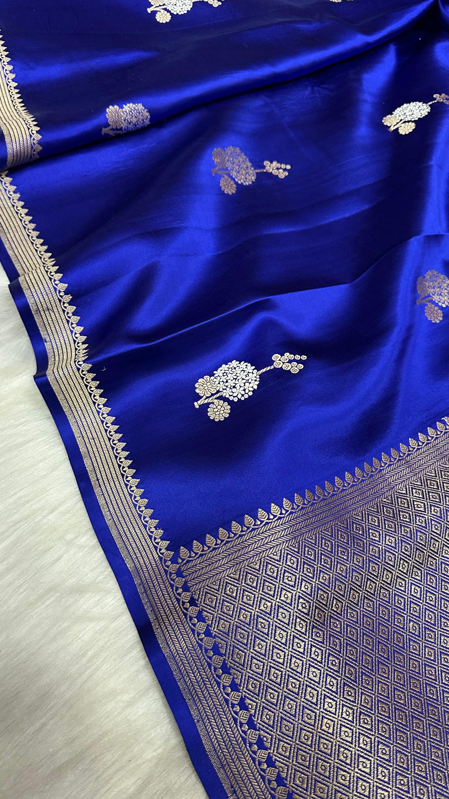 Germon Blue pure silk handloom banarasi mashru saree