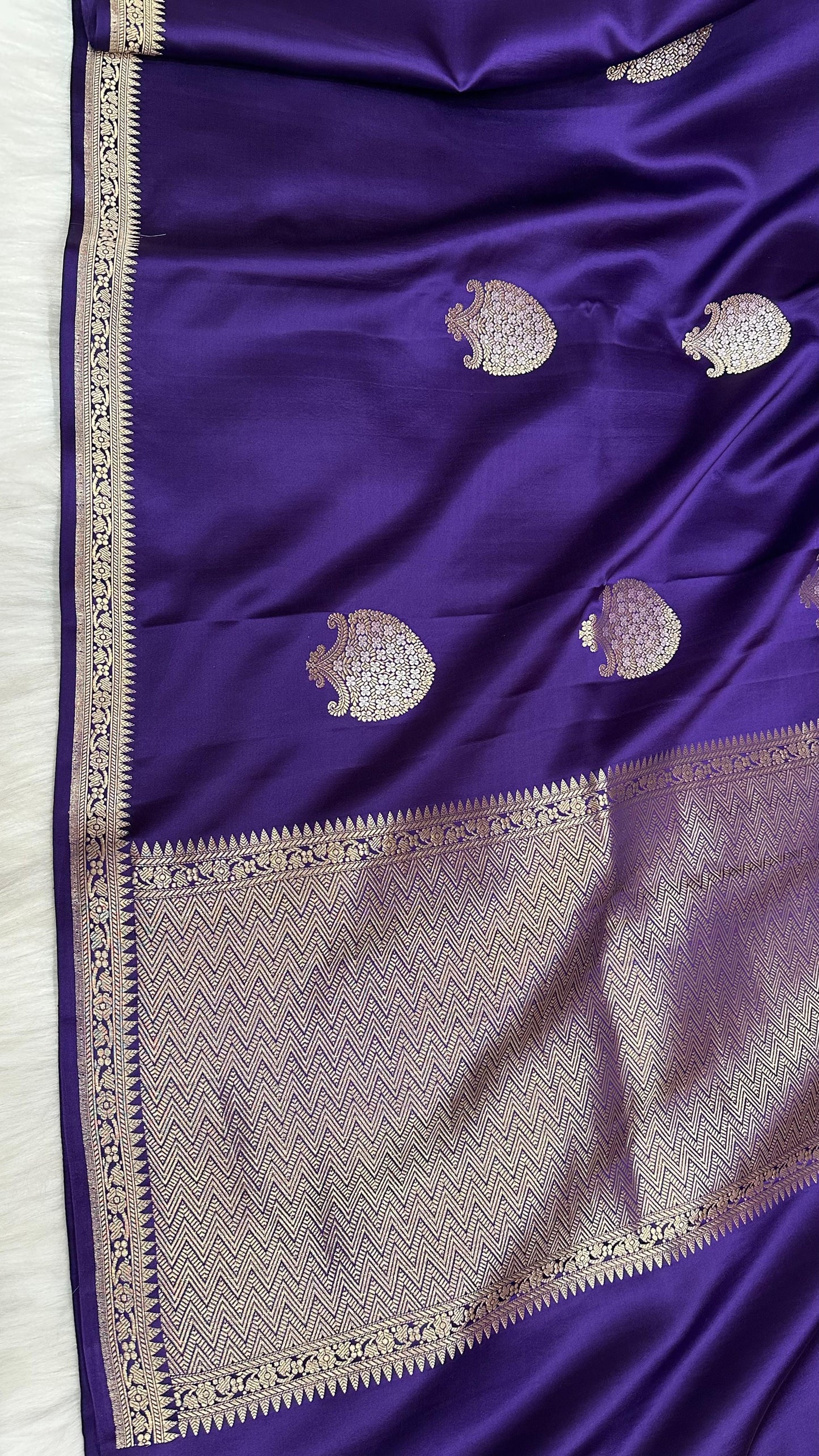 Royal blue pure silk handloom banarasi mashru saree