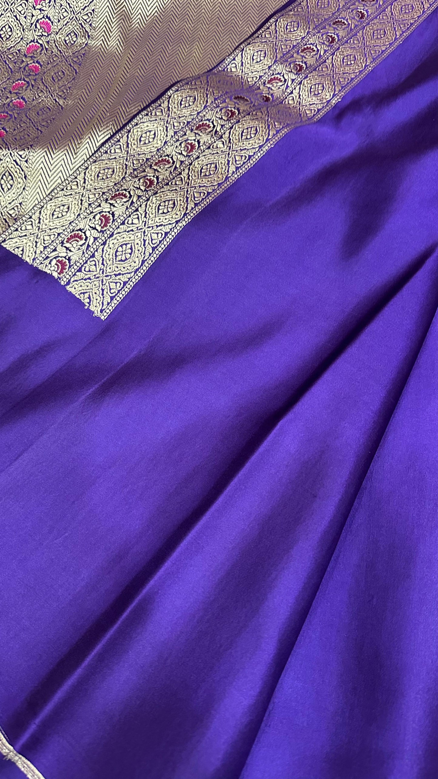 Royal Blue Mashru Silk Iskart Meena Border Banarasi Saree