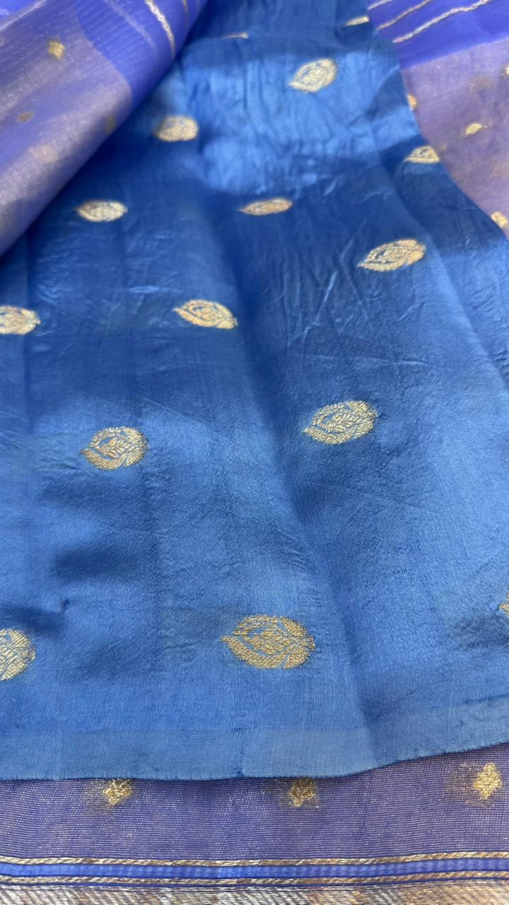 Pure Organza Silk Zari Buti Zari Lines Design Saree