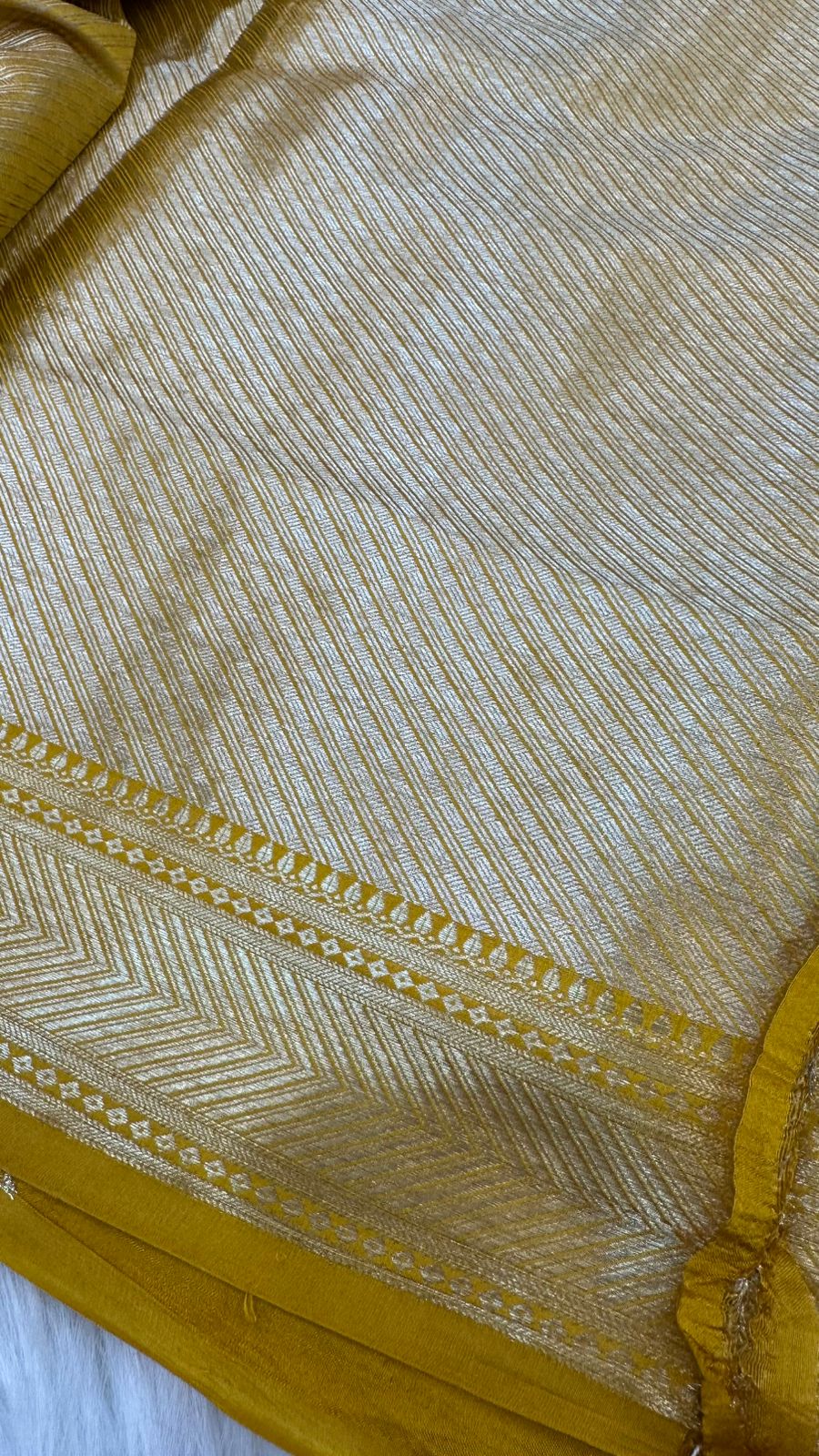 Yellow Pure Raw Mango Silk Zari Brocade Design Saree