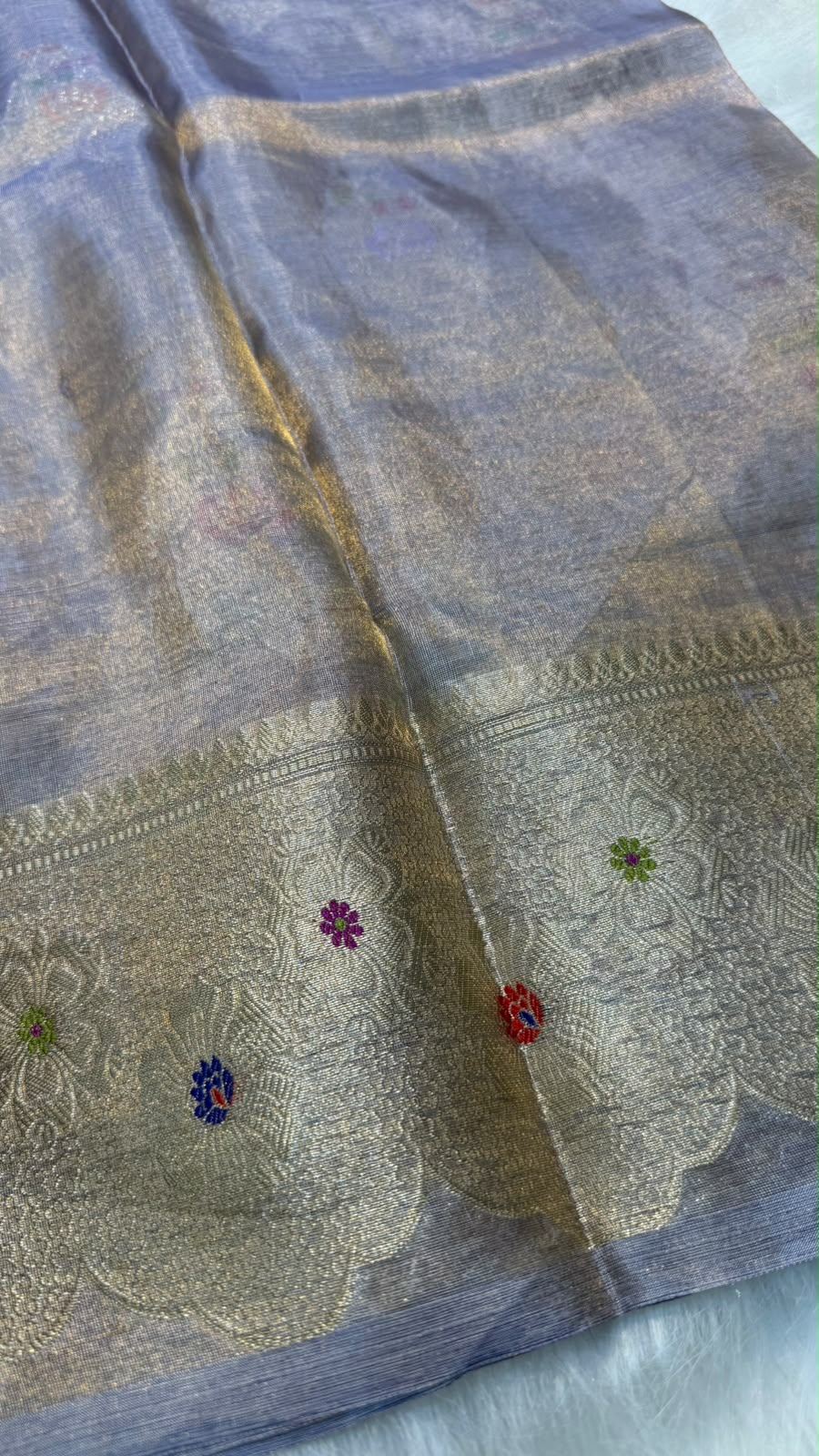 Pure Banarasi Katan Tissue Silk Mina Buta Zari Mina Border Saree