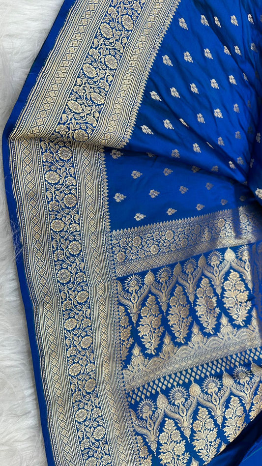 Handloom Pure Mashru Satin Silk Zari Buti Saree