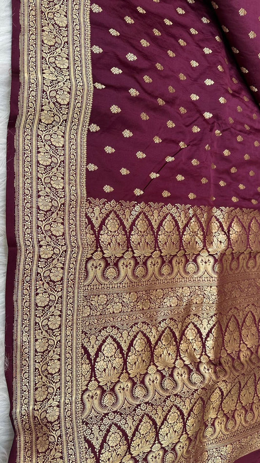 Handloom Pure Mashru Satin Silk Zari Buti Saree