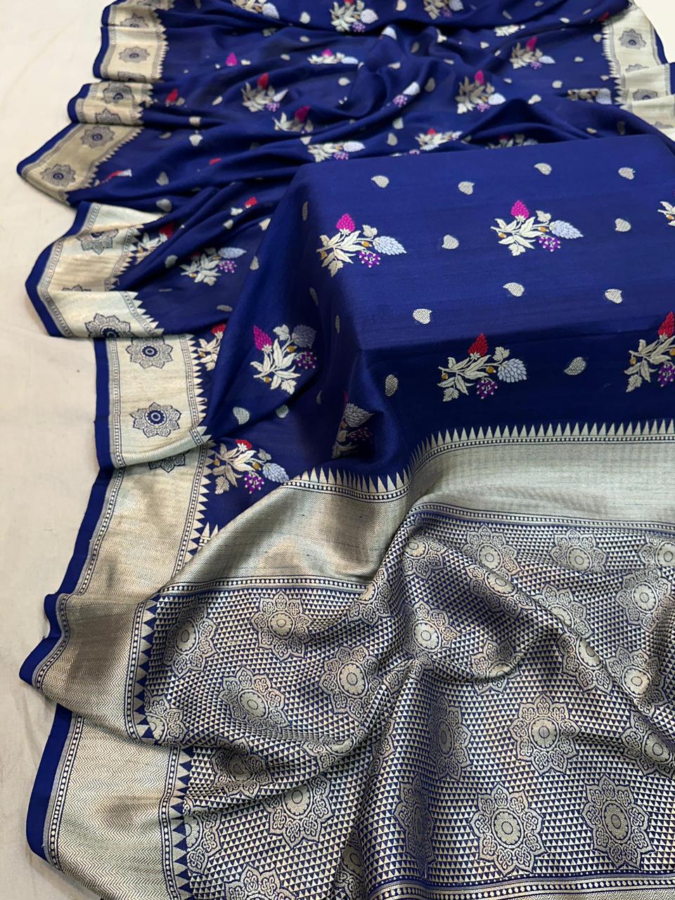 Handloom Pure Desi Tussar Silk Tilfi Work Saree
