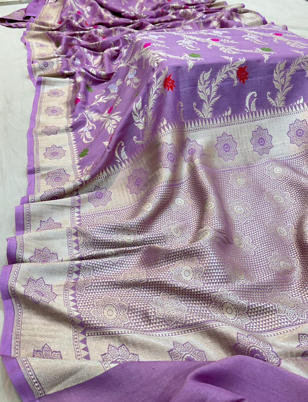 Handloom Pure Desi Tussar Silk Tilfi Work Saree