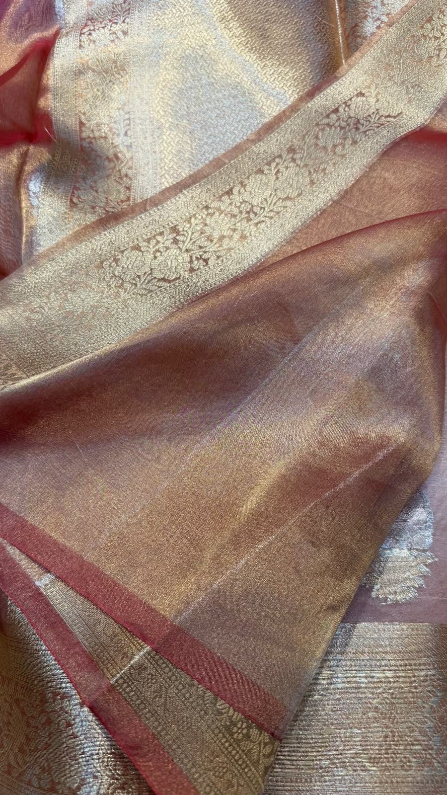 Pure Banarasi Tissue Silk Gold/Silver Zari Buta Shaded Saree