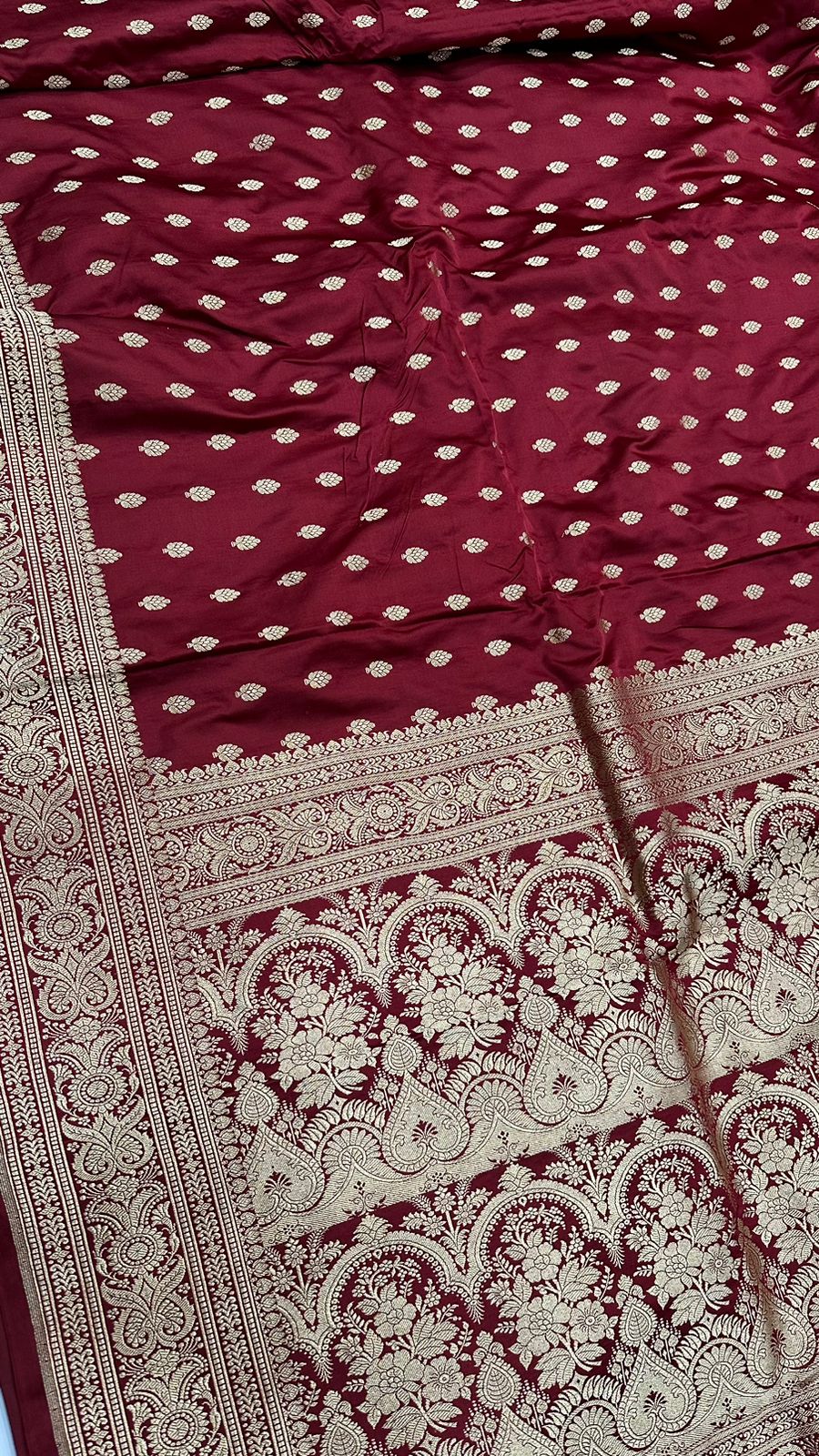 Handloom Pure Satin Silk Zari buti Saree