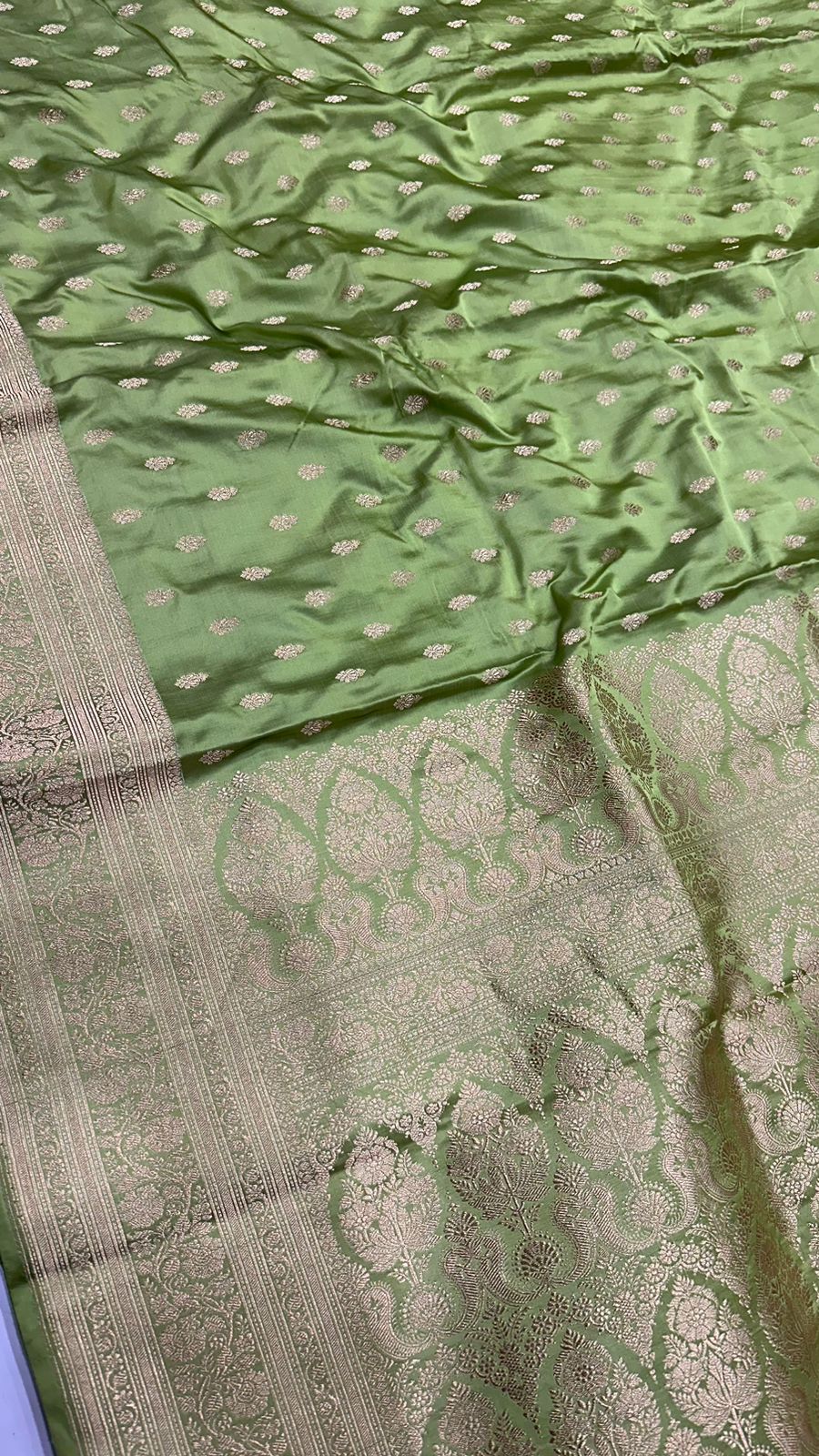 Handloom Pure Satin Silk Zari buti Saree