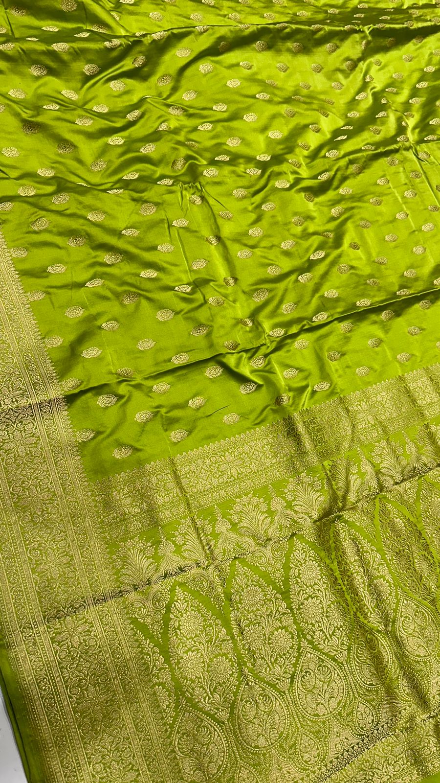 Handloom Pure Satin Silk Zari buti Saree