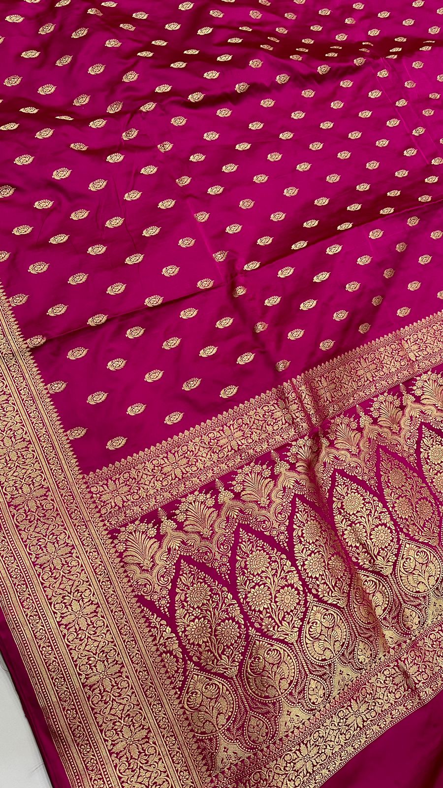 Handloom Pure Satin Silk Zari buti Saree