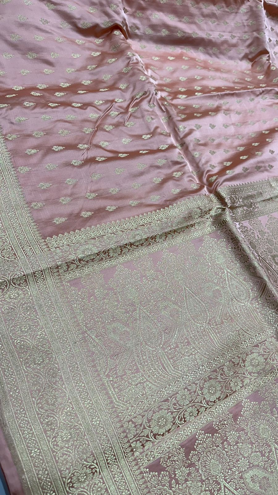 Handloom Pure Satin Silk Zari buti Saree
