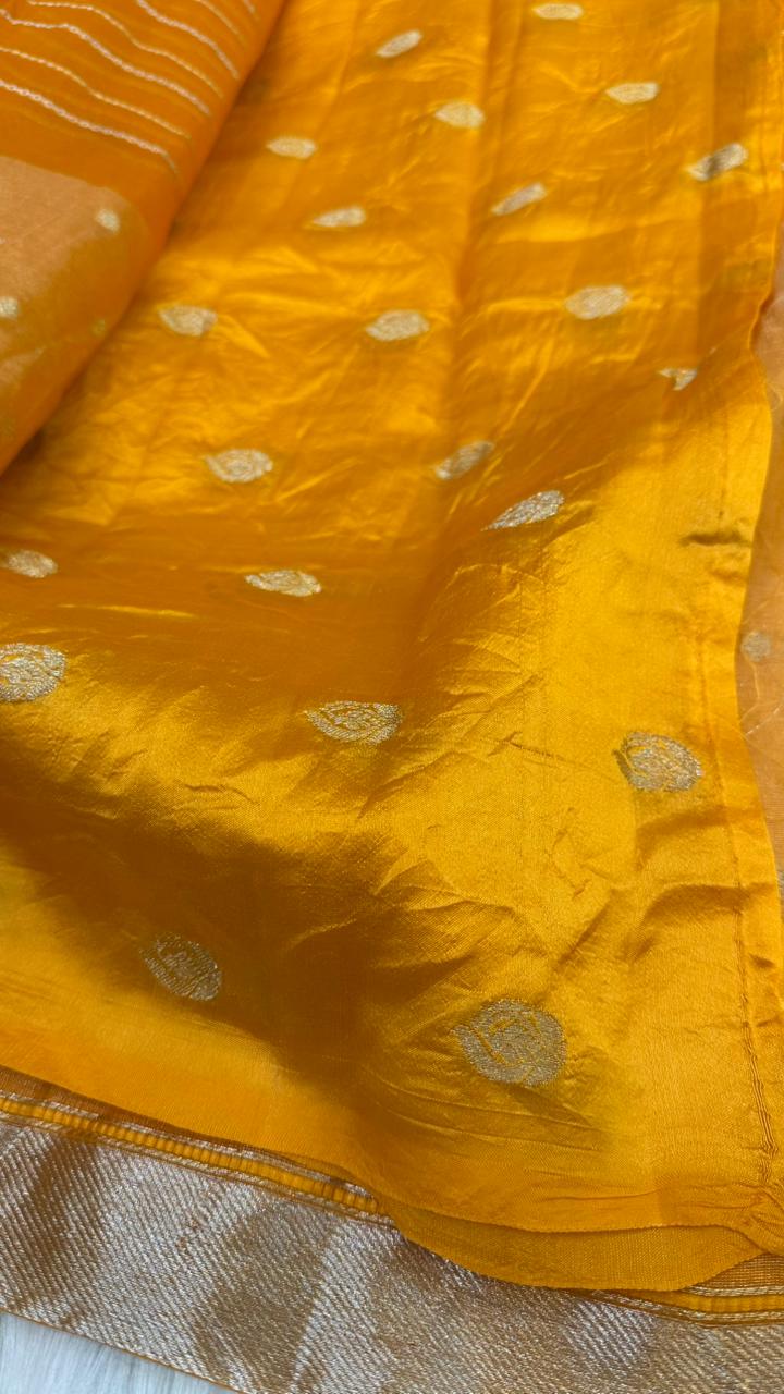 Pure Organza Silk Zari Buti Zari Lines Design Saree