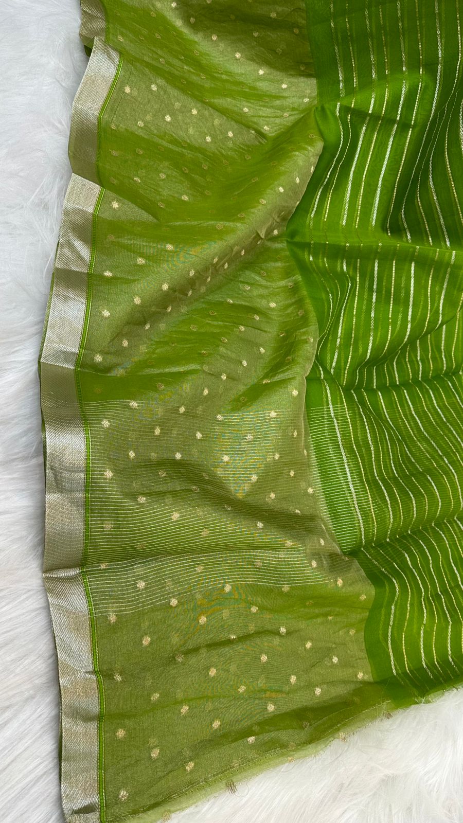 Pure Organza Silk Zari Buti Zari Lines Design Saree