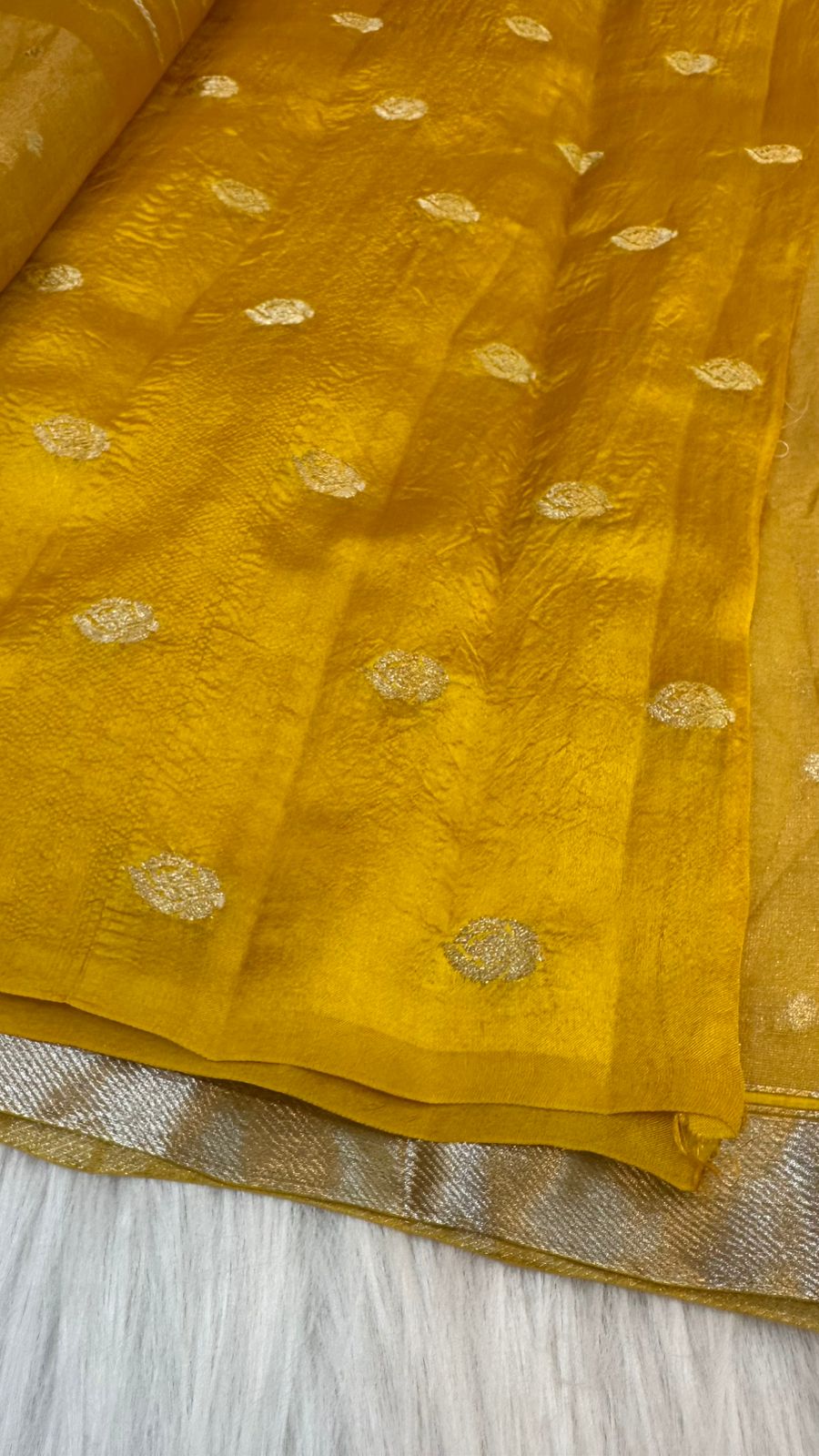 Pure Organza Silk Zari Buti Zari Lines Design Saree