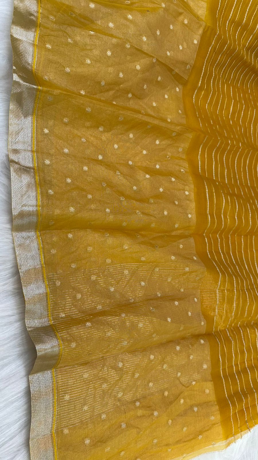 Pure Organza Silk Zari Buti Zari Lines Design Saree