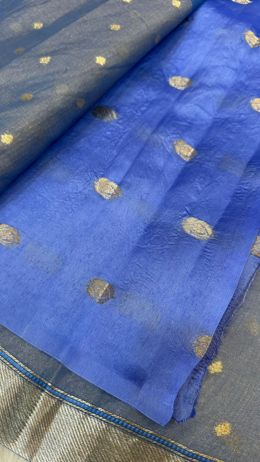 Pure Organza Silk Zari Buti Zari Lines Design Saree