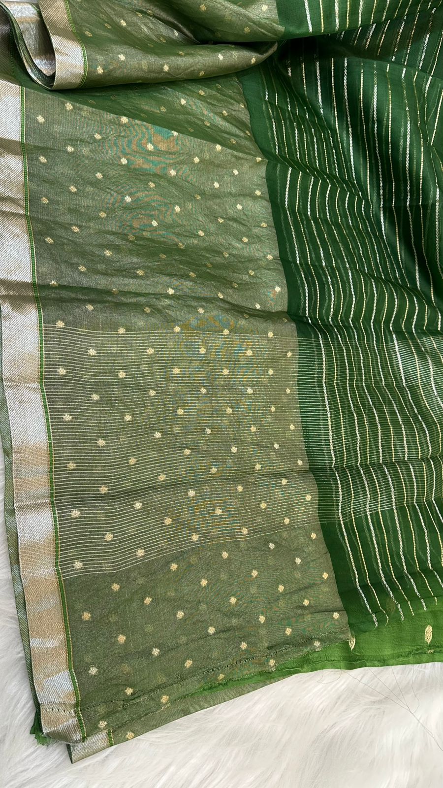 Pure Organza Silk Zari Buti Zari Lines Design Saree