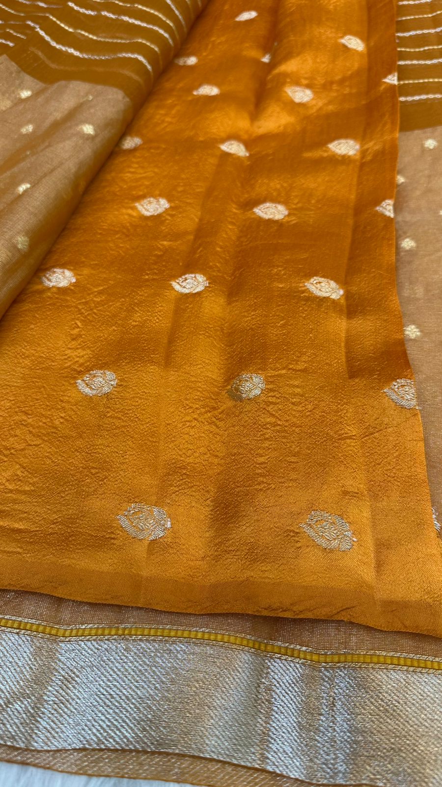 Pure Organza Silk Zari Buti Zari Lines Design Saree