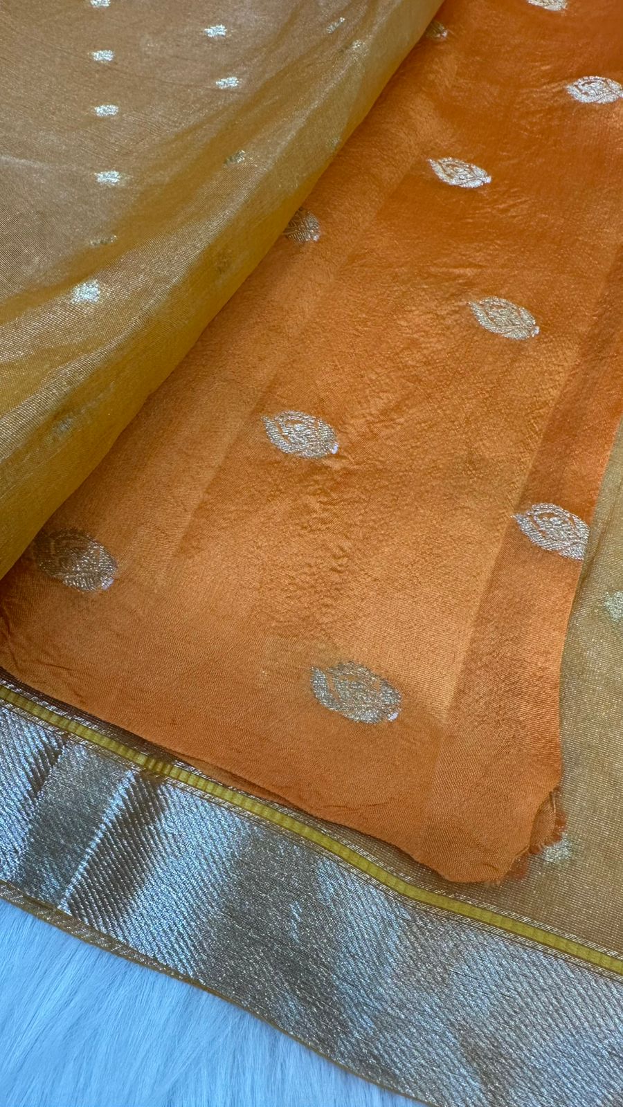 Pure Organza Silk Zari Buti Zari Lines Design Saree