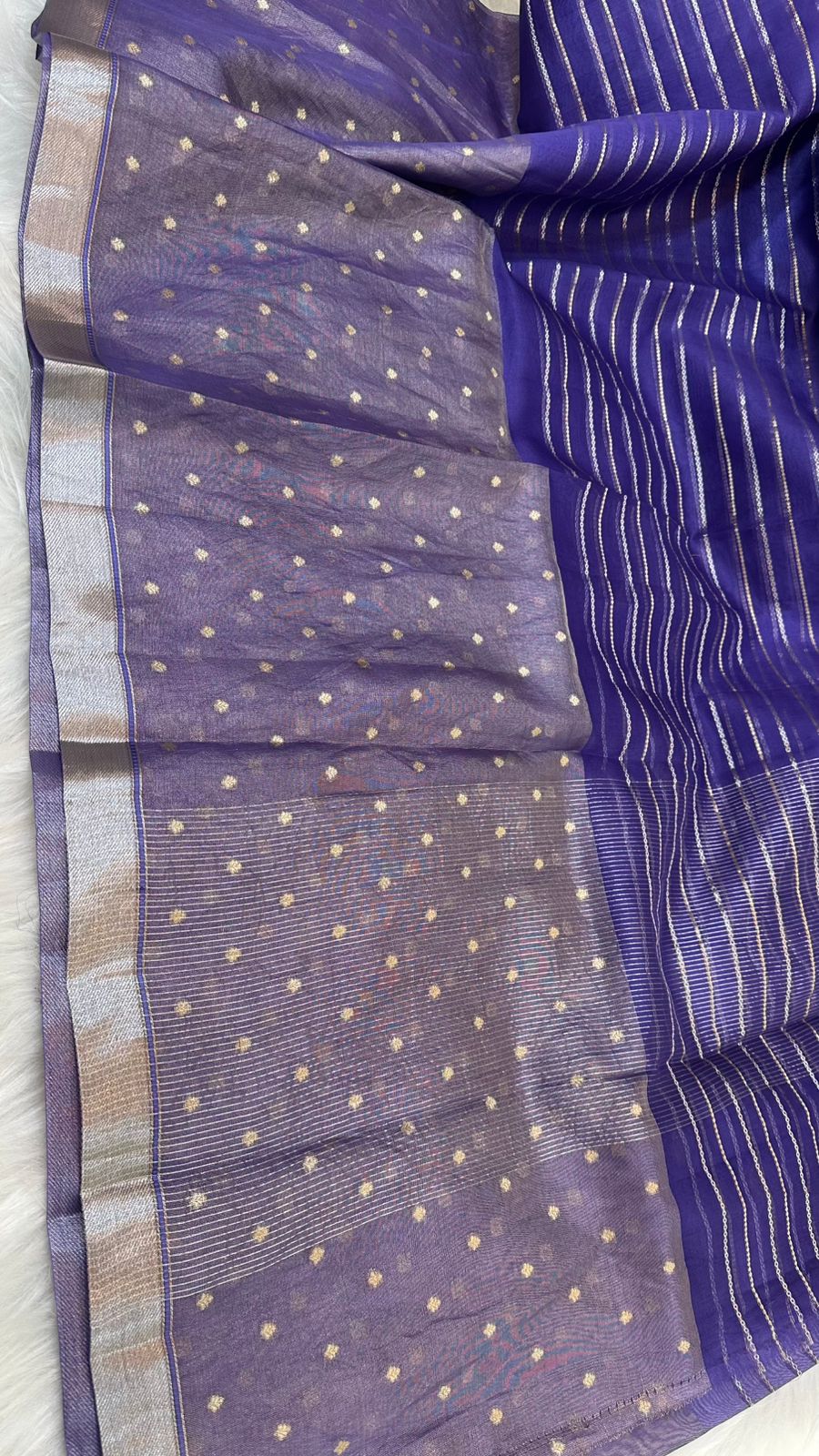 Pure Organza Silk Zari Buti Zari Lines Design Saree