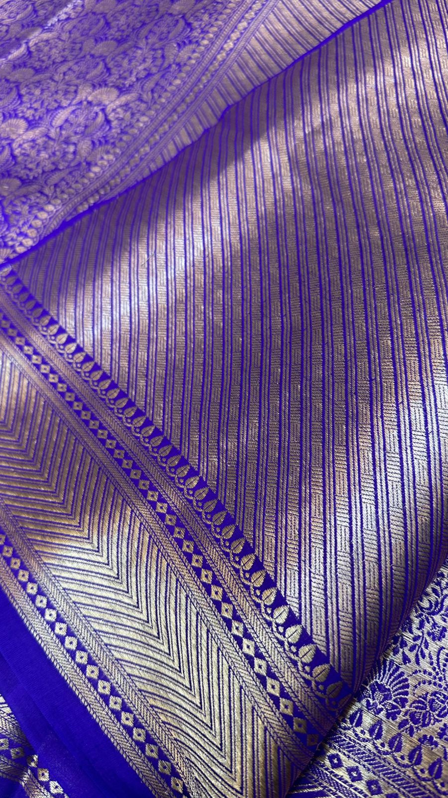 Royal Blue Pure Raw Mango Silk Zari Brocade Design Saree
