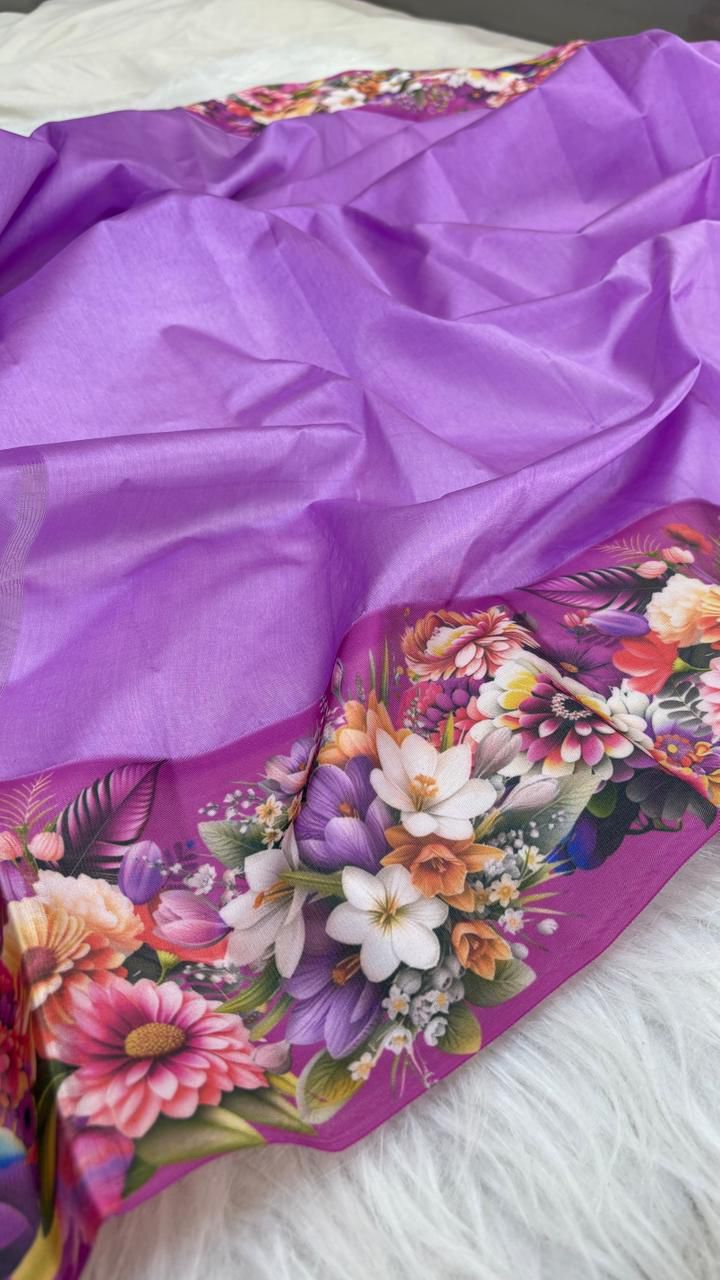 Handloom Pure mango silk mashru printed border saree