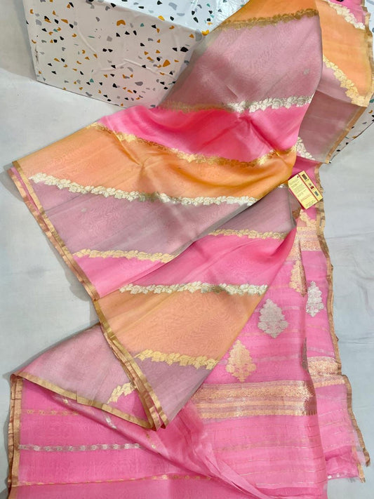 Exclusive Pure Handloom Banarasi Kora organza silk sarees