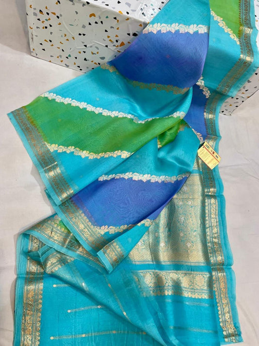 Exclusive Pure Handloom Banarasi Kora organza silk sarees