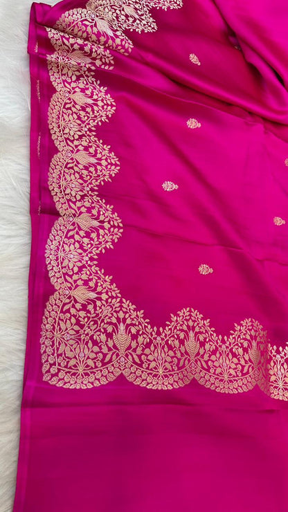 Pure Mashru Silk Open Zari Border Boota Saree