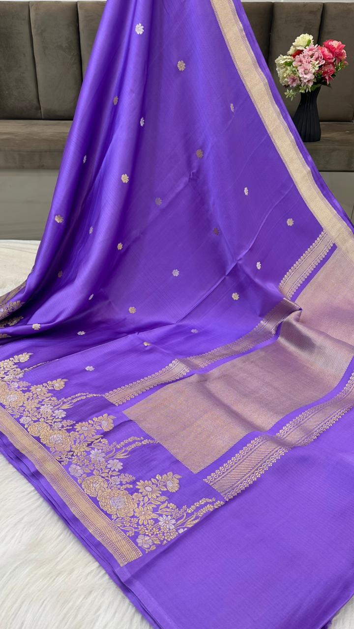 Pure Mashru Silk Skirt Open Zari Border Booti Saree