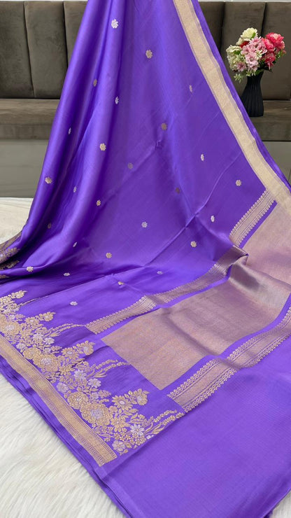 Pure Mashru Silk Skirt Open Zari Border Booti Saree