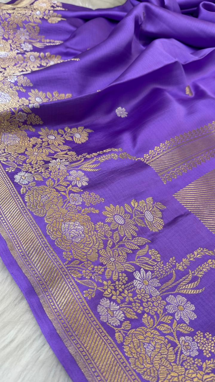 Pure Mashru Silk Skirt Open Zari Border Booti Saree