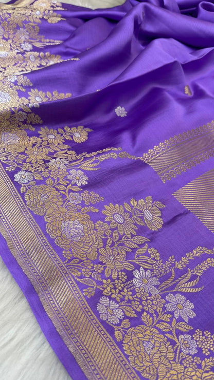 Pure Mashru Silk Skirt Open Zari Border Booti Saree