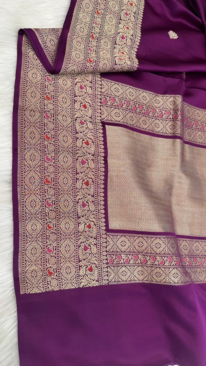 Pure Mashru Silk Skirt Mina Zari Border Booti Saree