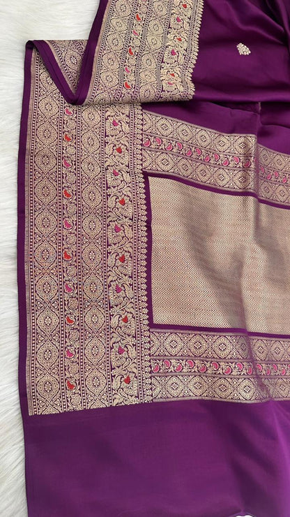 Pure Mashru Silk Skirt Mina Zari Border Booti Saree