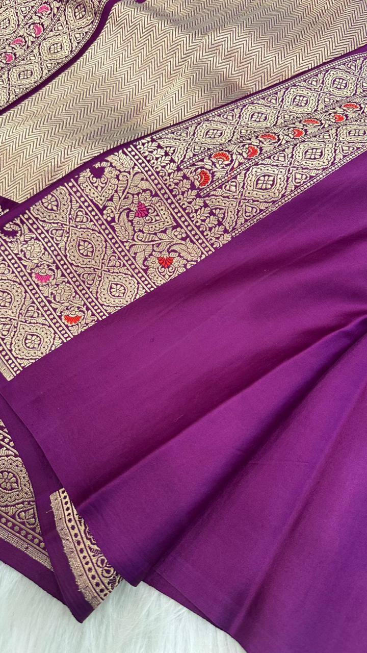 Pure Mashru Silk Skirt Mina Zari Border Booti Saree