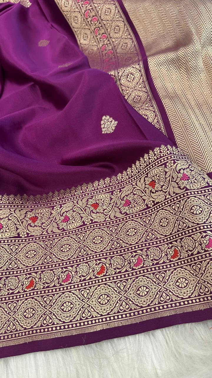 Pure Mashru Silk Skirt Mina Zari Border Booti Saree