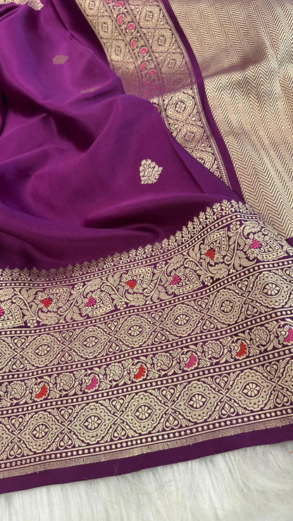 Pure Mashru Silk Skirt Mina Zari Border Booti Saree